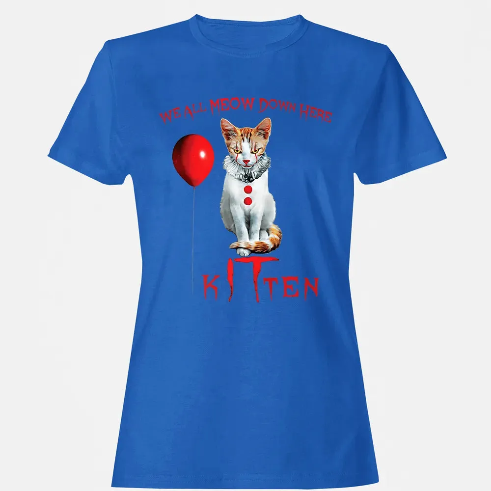 We All MEOW Down Here Clown Cat Kitten Premium Women's T-shirt - 14