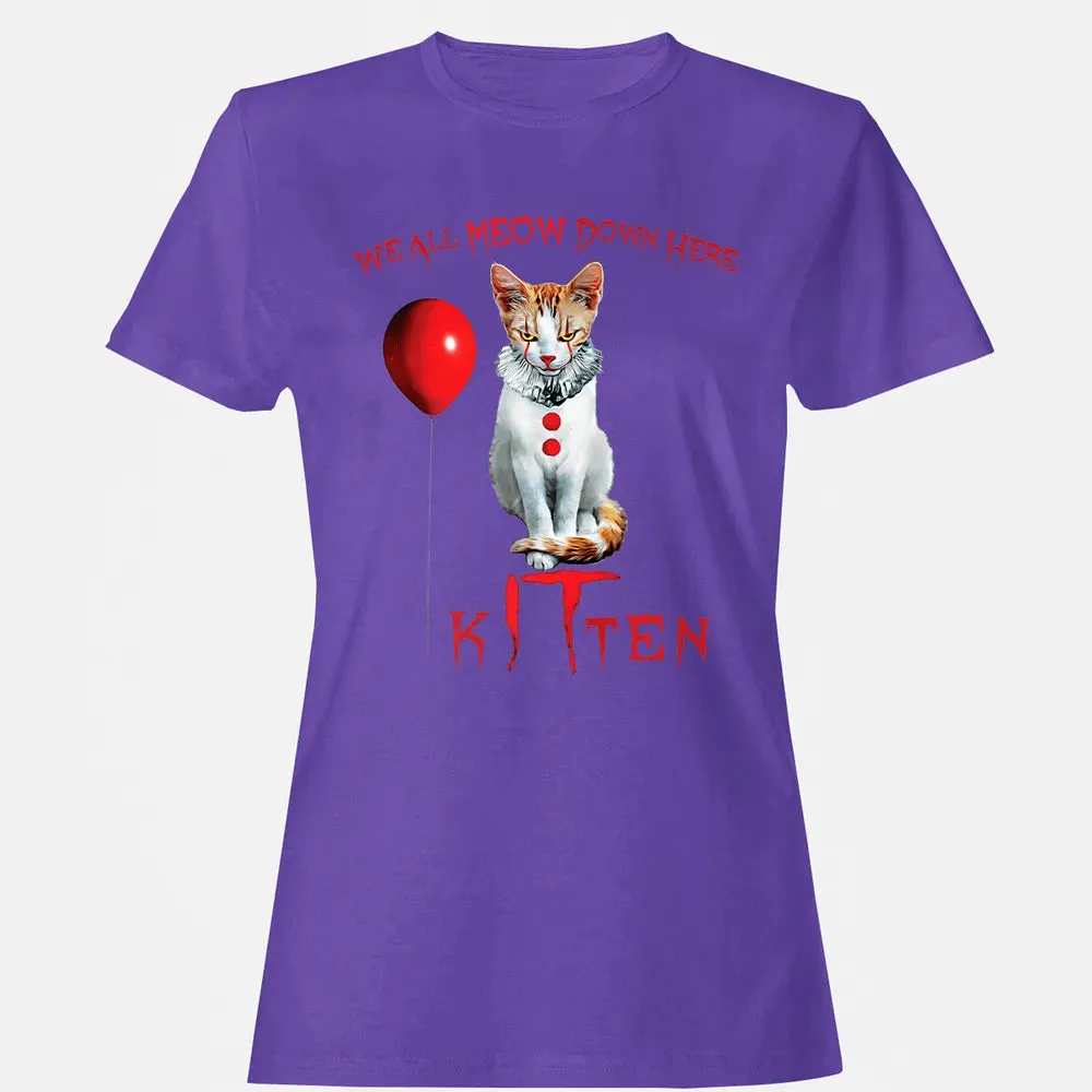We All MEOW Down Here Clown Cat Kitten Premium Women's T-shirt - 12