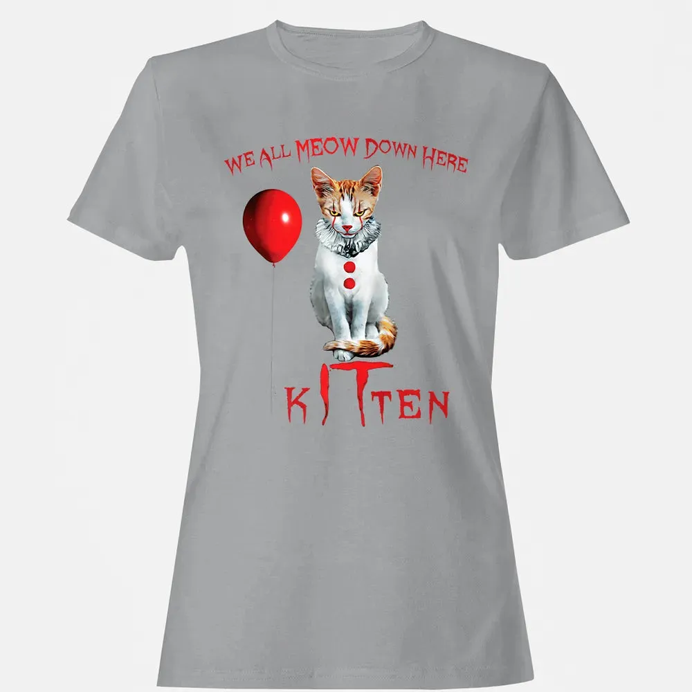 We All MEOW Down Here Clown Cat Kitten Premium Women's T-shirt - 15