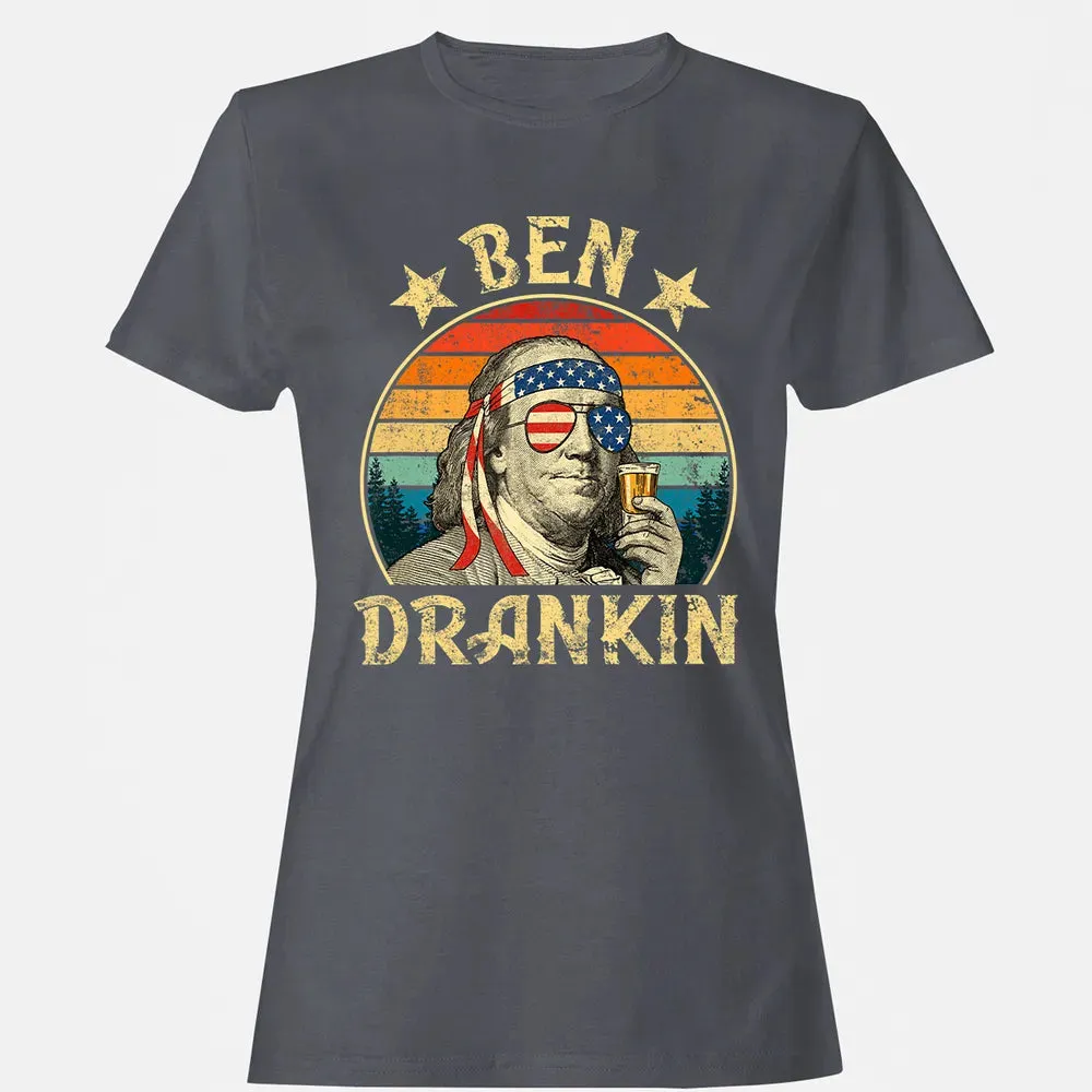Ben Drankin Funny 4th of July Vintage Retro Women's T-shirt - 5