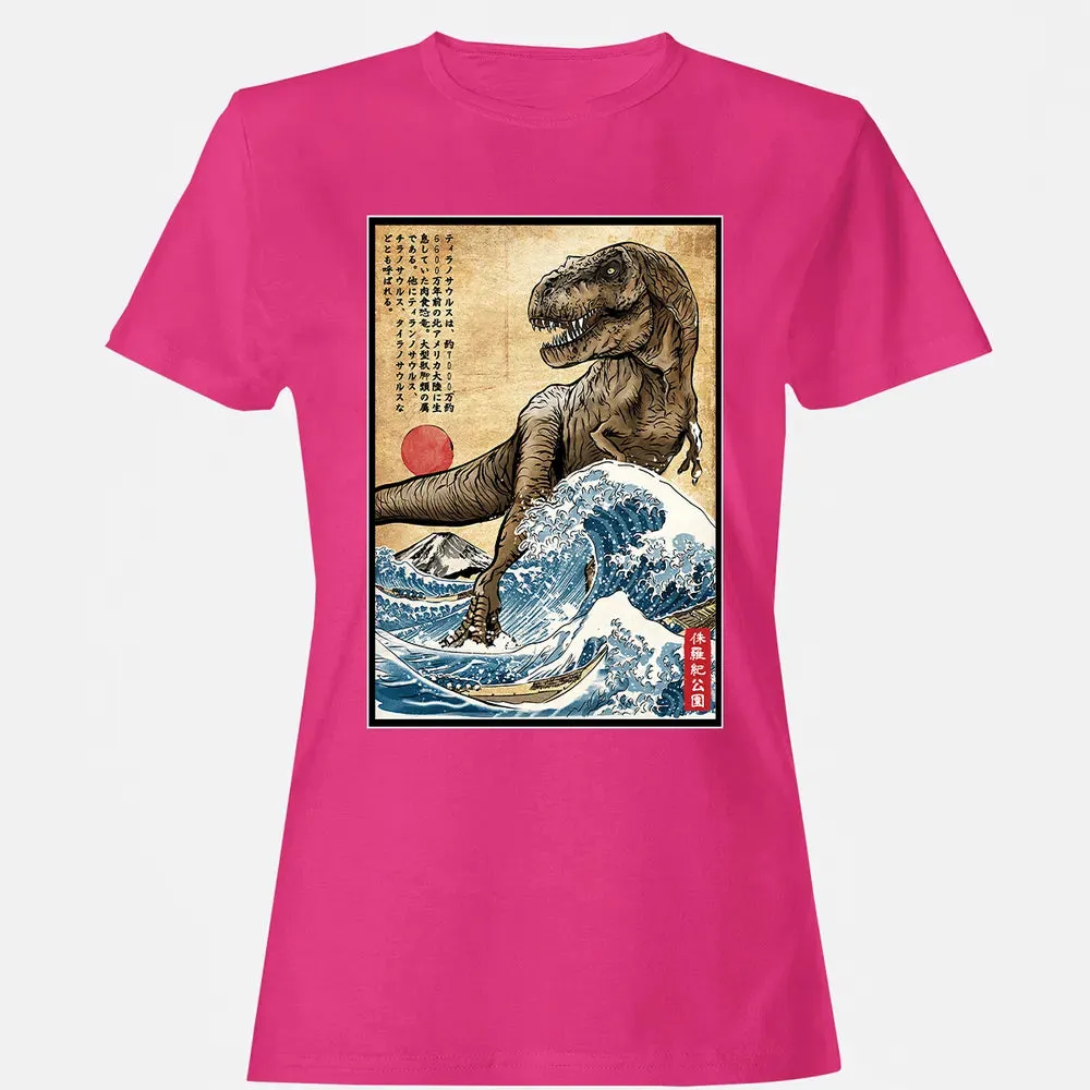 T Rex in Japan woodblock Women's T-shirt - 6