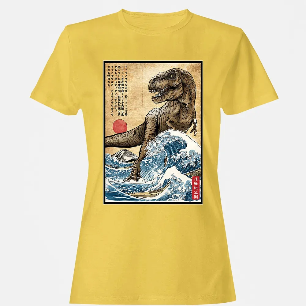 T Rex in Japan woodblock Women's T-shirt - 4
