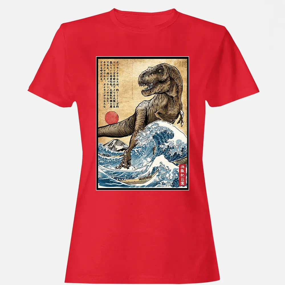 T Rex in Japan woodblock Women's T-shirt - 13