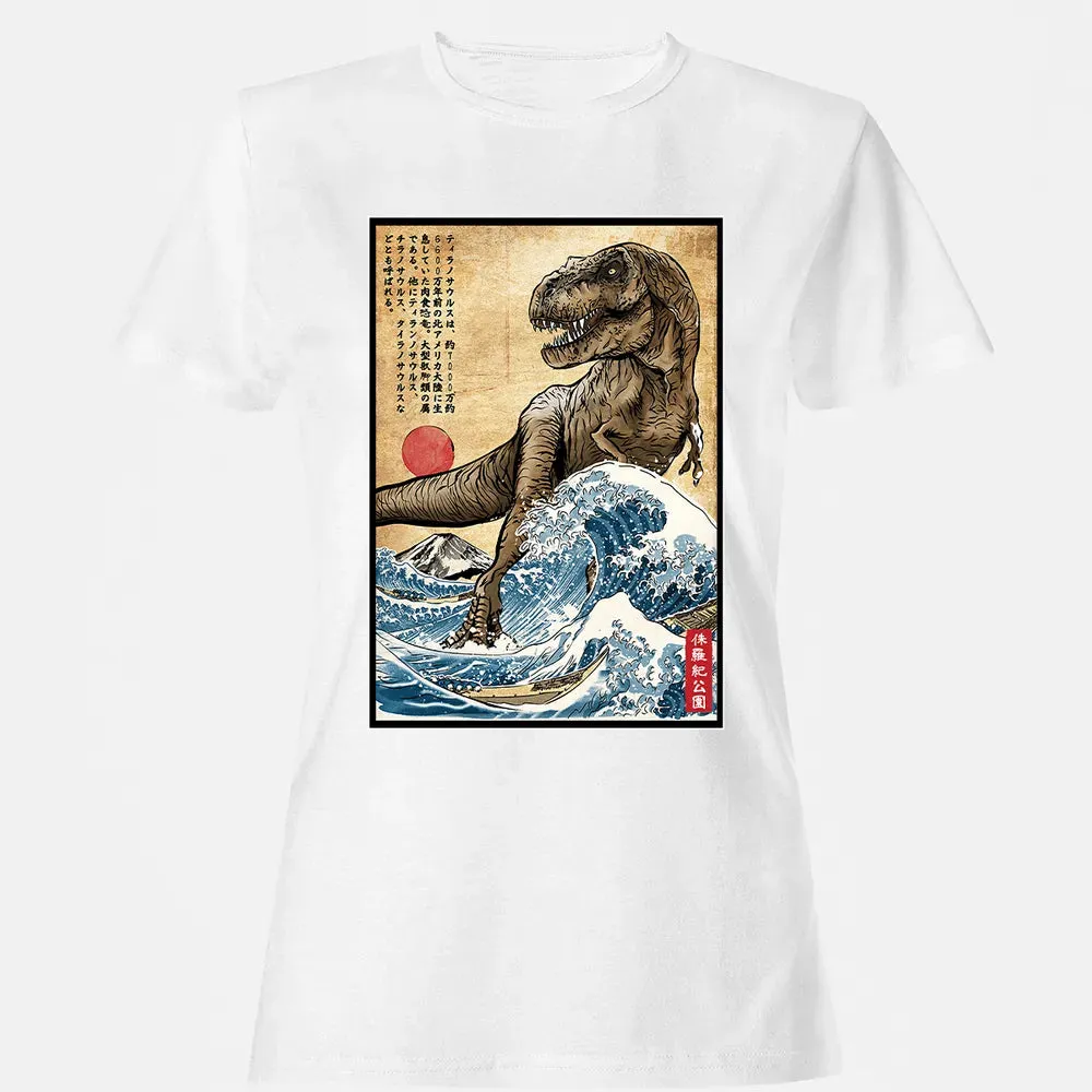 T Rex in Japan woodblock Women's T-shirt - 16