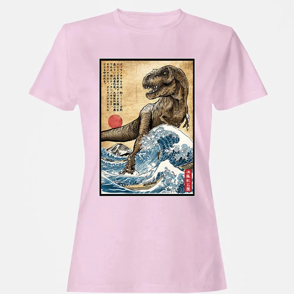 T Rex in Japan woodblock Women's T-shirt - 9