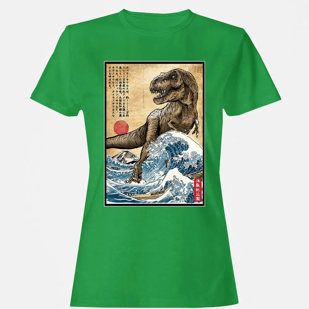 T Rex in Japan woodblock Women's T-shirt - 7