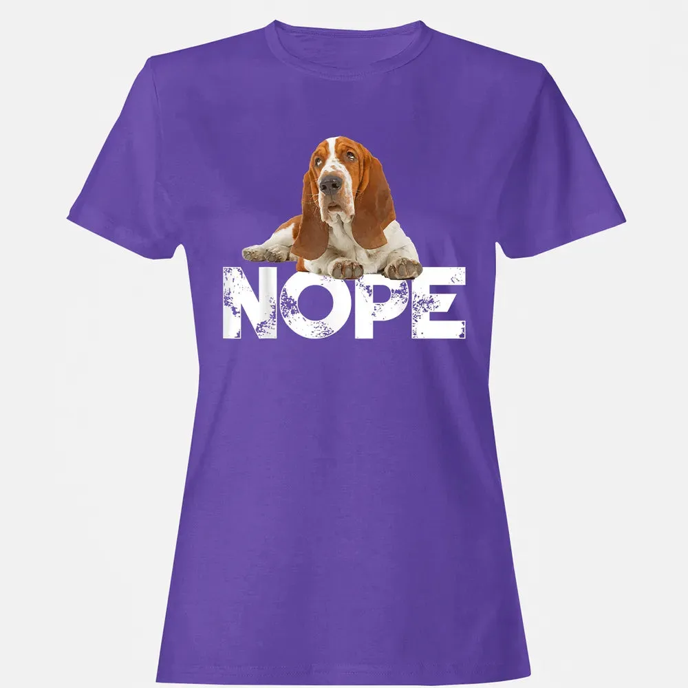 Cute Nope Lazy Basset Hound Dog Women's T-shirt - 12