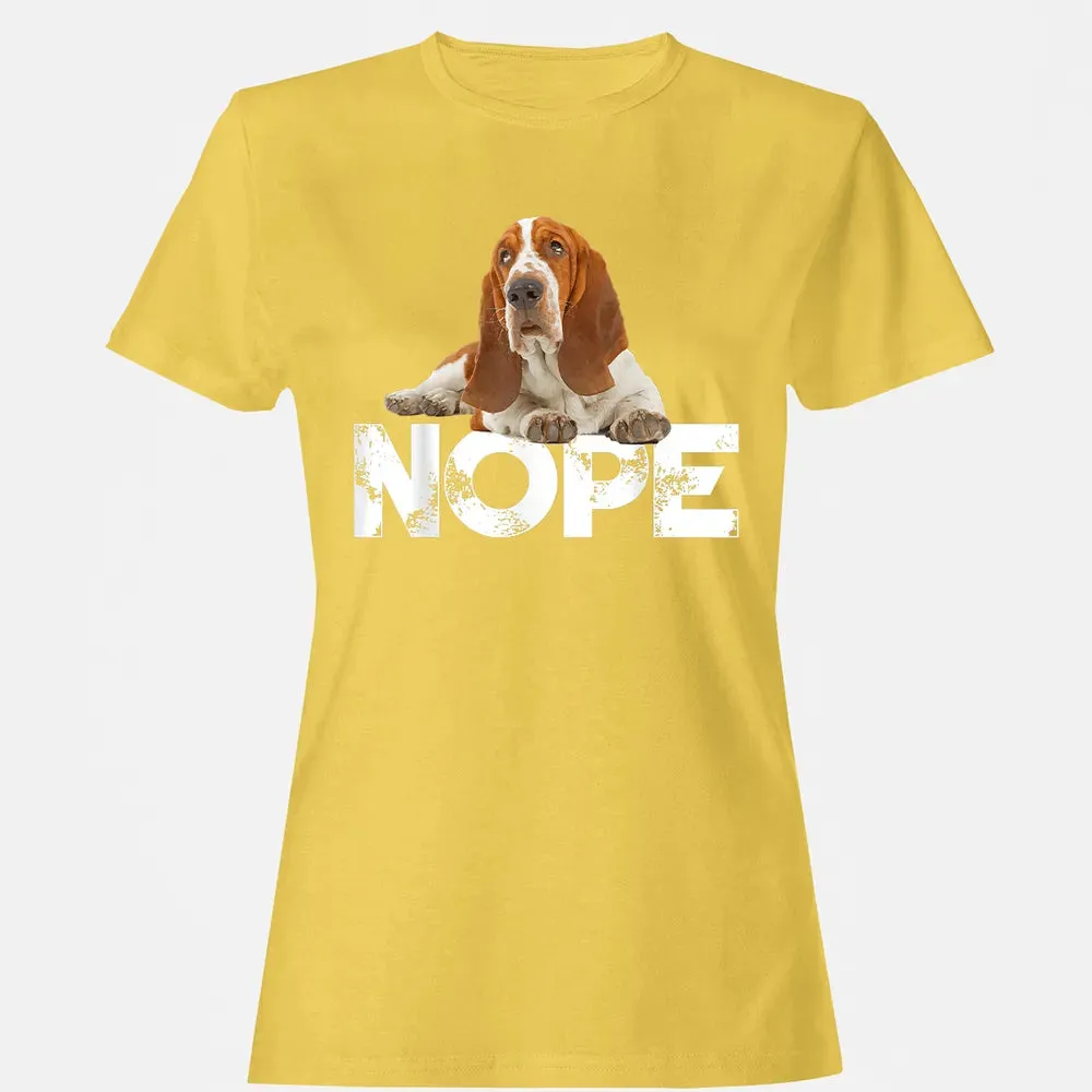 Cute Nope Lazy Basset Hound Dog Women's T-shirt - 4