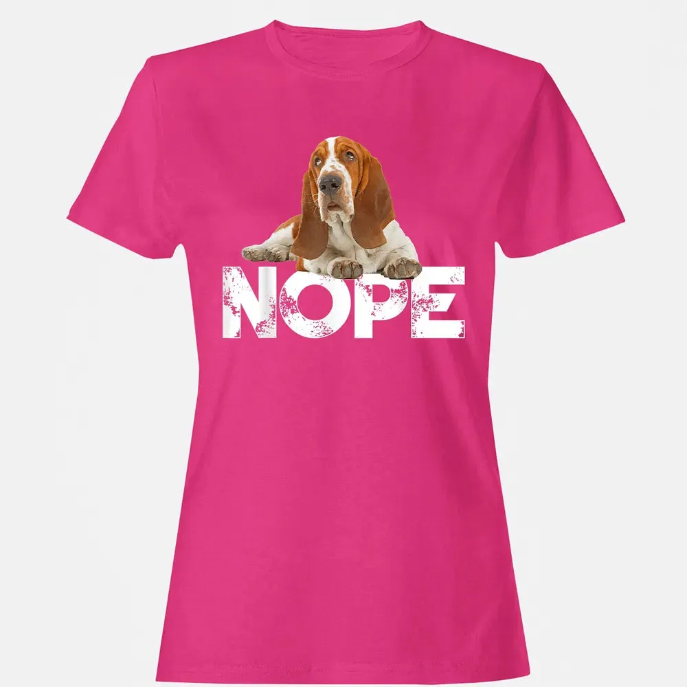 Cute Nope Lazy Basset Hound Dog Women's T-shirt - 6