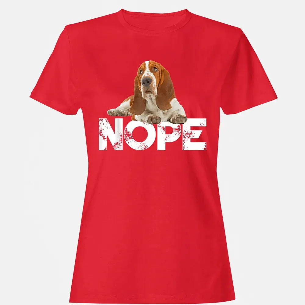 Cute Nope Lazy Basset Hound Dog Women's T-shirt - 13