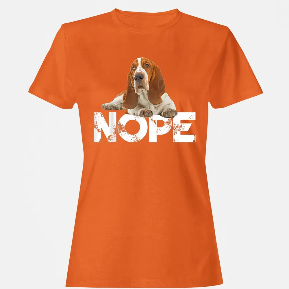 Cute Nope Lazy Basset Hound Dog Women's T-shirt - 11