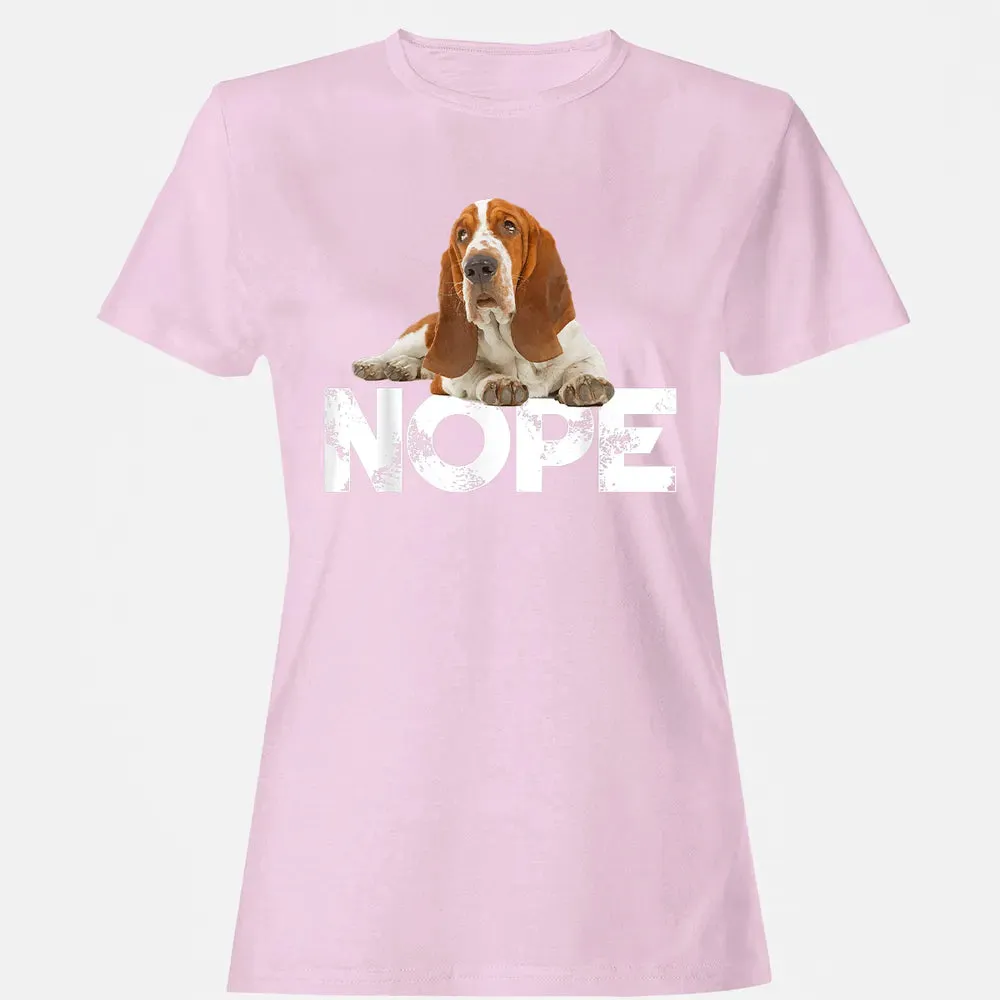 Cute Nope Lazy Basset Hound Dog Women's T-shirt - 9