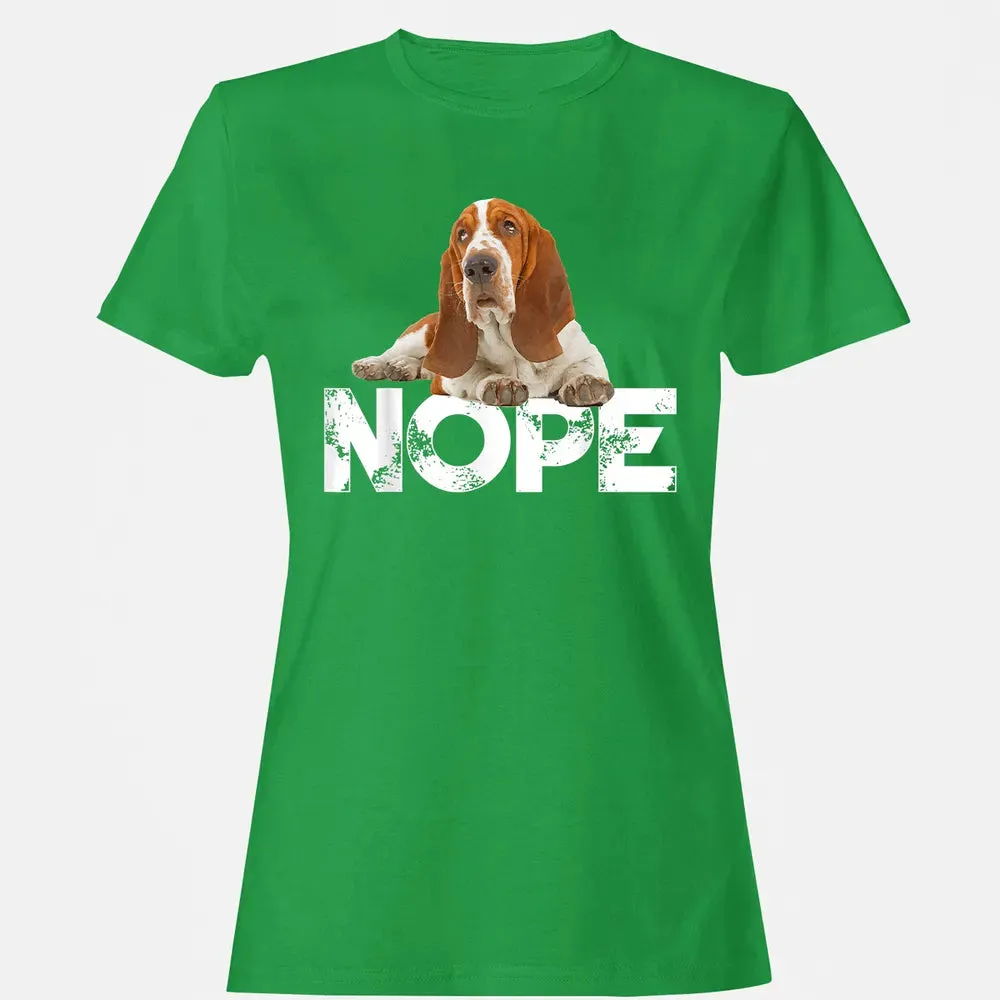 Cute Nope Lazy Basset Hound Dog Women's T-shirt - 7