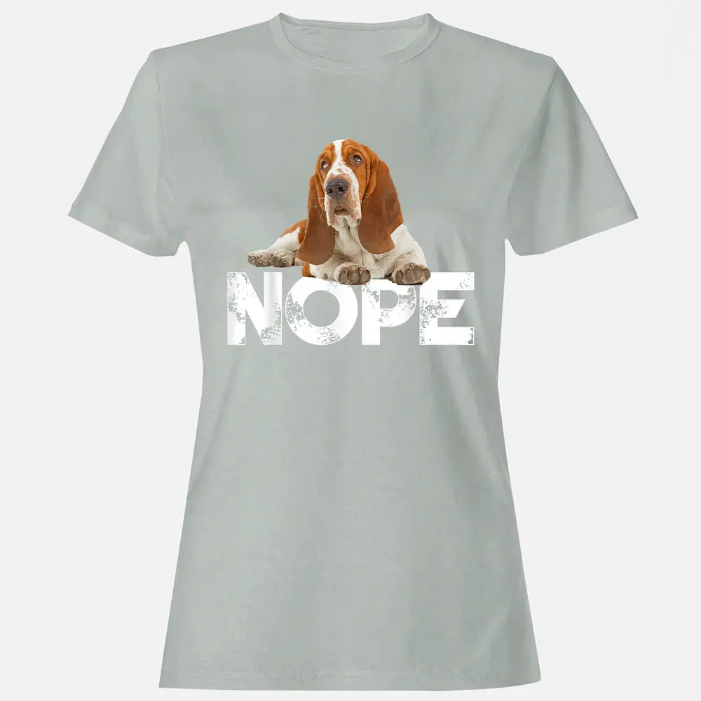 Cute Nope Lazy Basset Hound Dog Women's T-shirt - 2