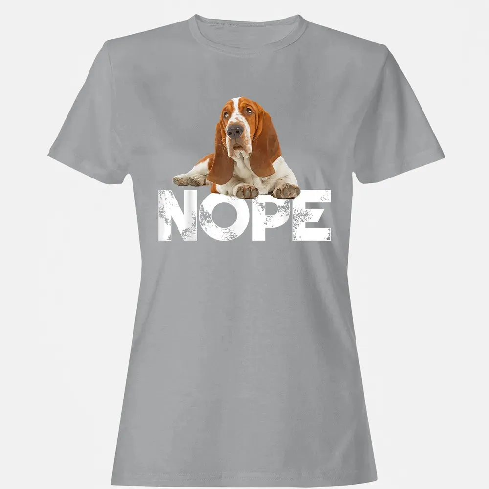 Cute Nope Lazy Basset Hound Dog Women's T-shirt - 15