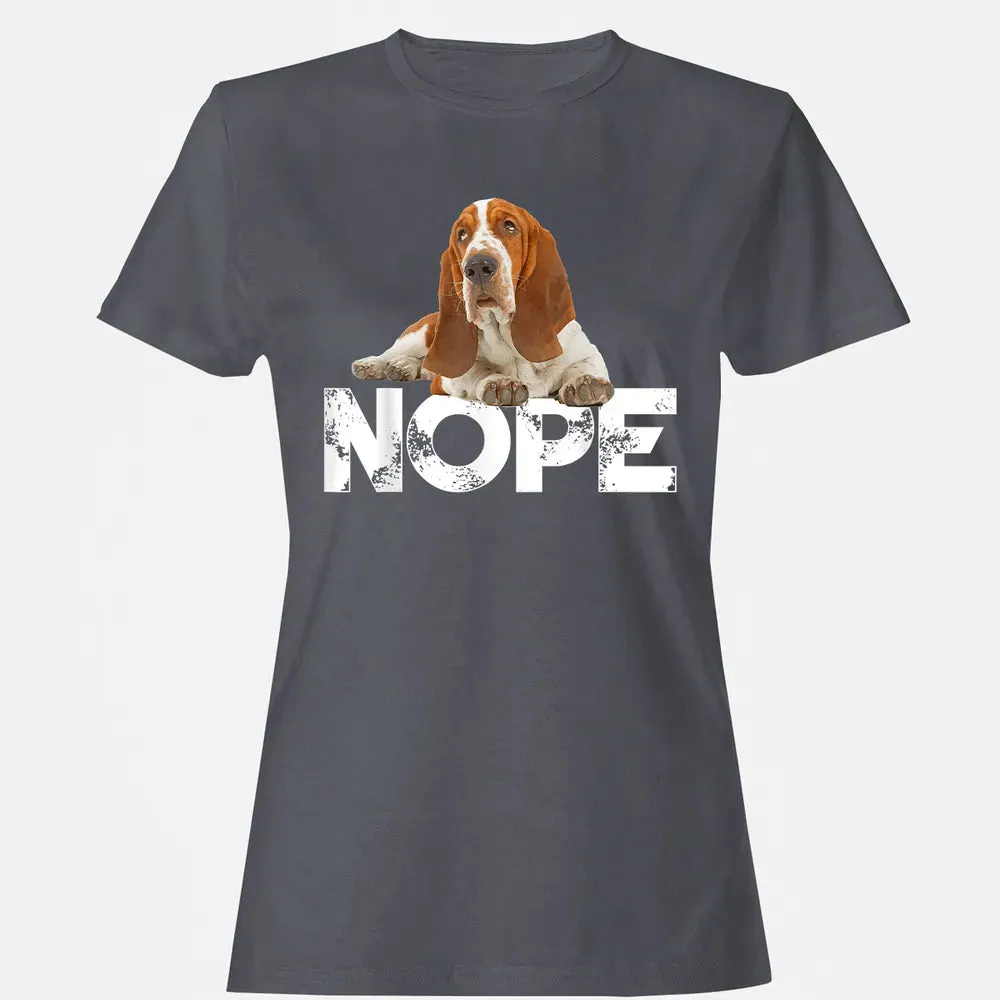 Cute Nope Lazy Basset Hound Dog Women's T-shirt - 5