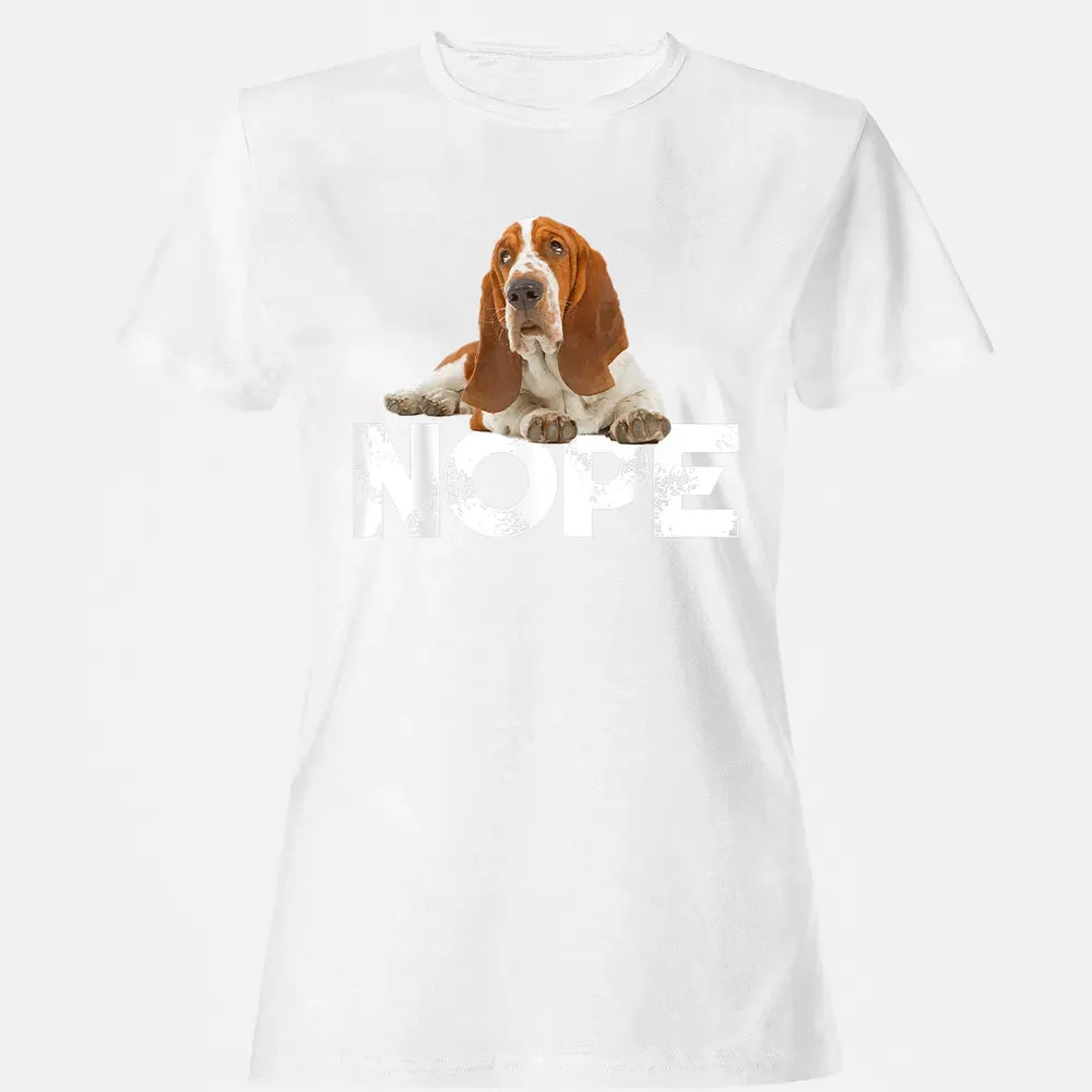 Cute Nope Lazy Basset Hound Dog Women's T-shirt - 16