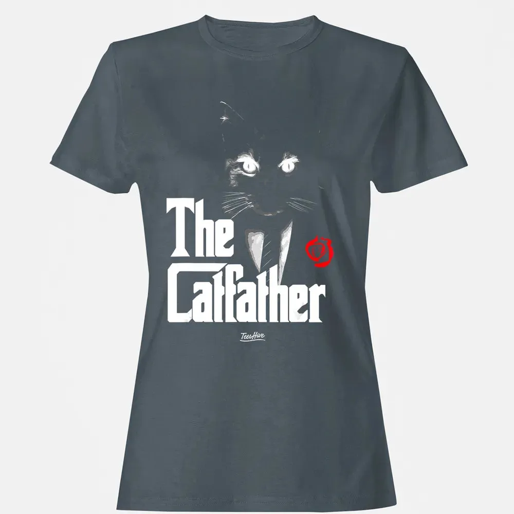 The Catfather Funny Cat Dad Tuxedo Cat Papa Novelty Themed Women's T-shirt - 3