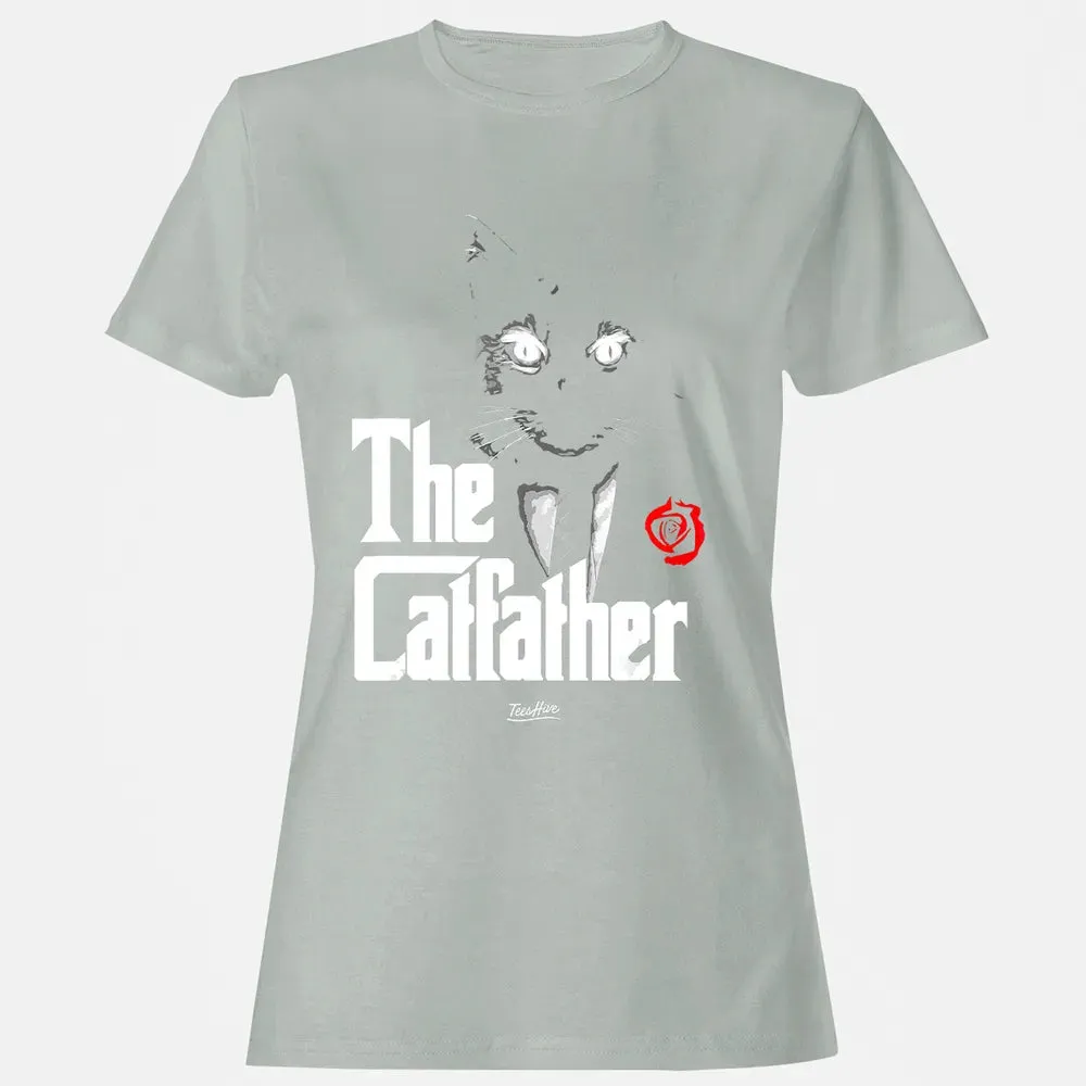 The Catfather Funny Cat Dad Tuxedo Cat Papa Novelty Themed Women's T-shirt - 2