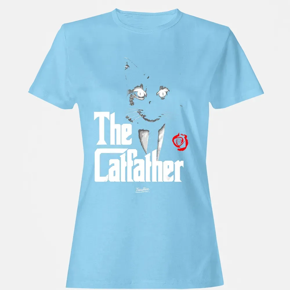 The Catfather Funny Cat Dad Tuxedo Cat Papa Novelty Themed Women's T-shirt - 8