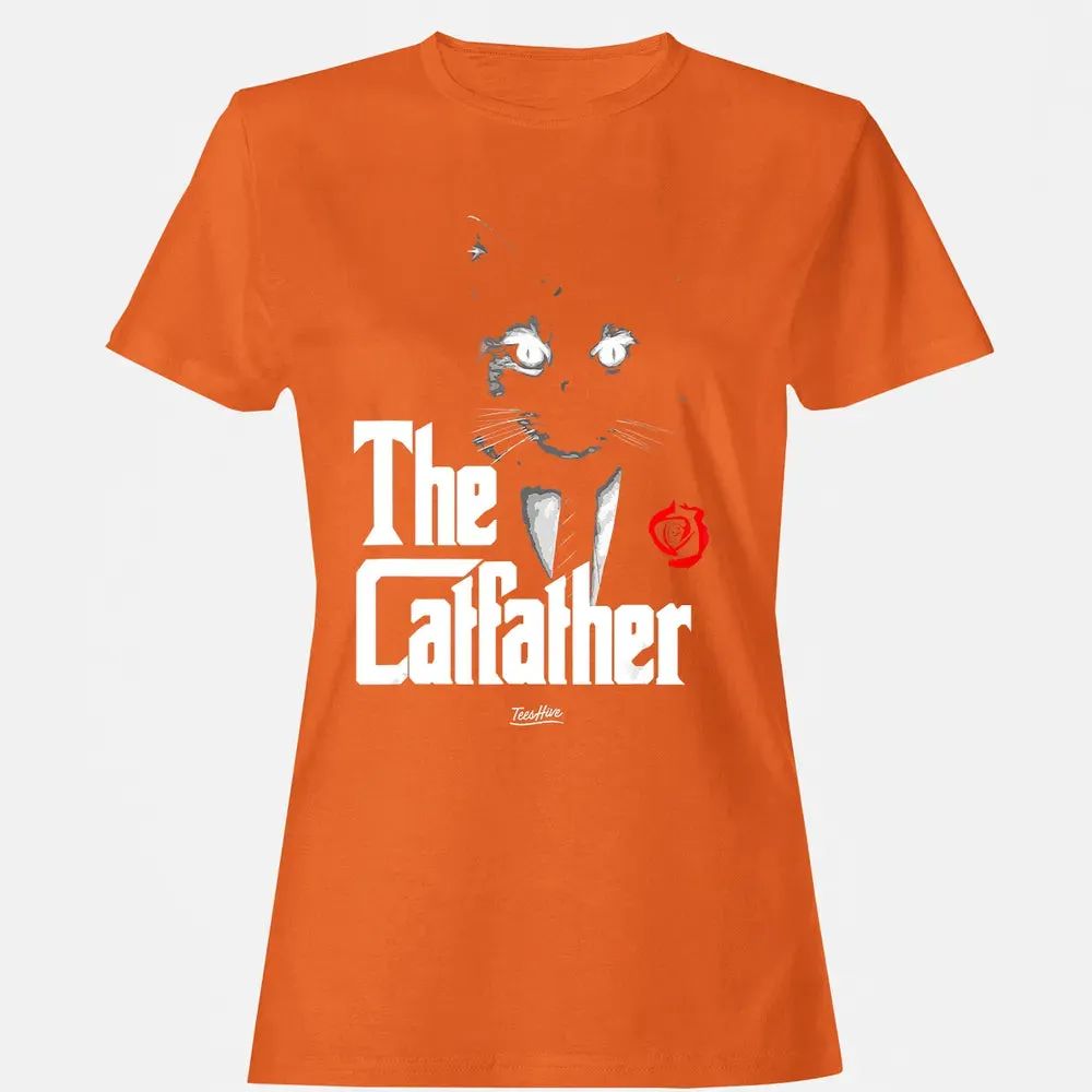 The Catfather Funny Cat Dad Tuxedo Cat Papa Novelty Themed Women's T-shirt - 11