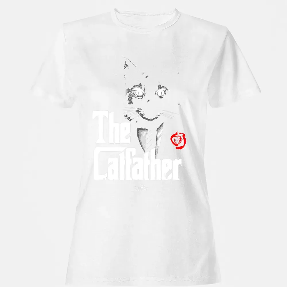 The Catfather Funny Cat Dad Tuxedo Cat Papa Novelty Themed Women's T-shirt - 16