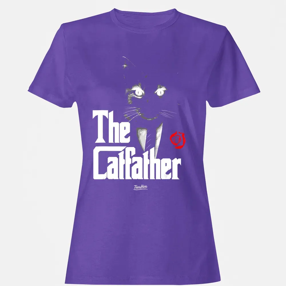 The Catfather Funny Cat Dad Tuxedo Cat Papa Novelty Themed Women's T-shirt - 12