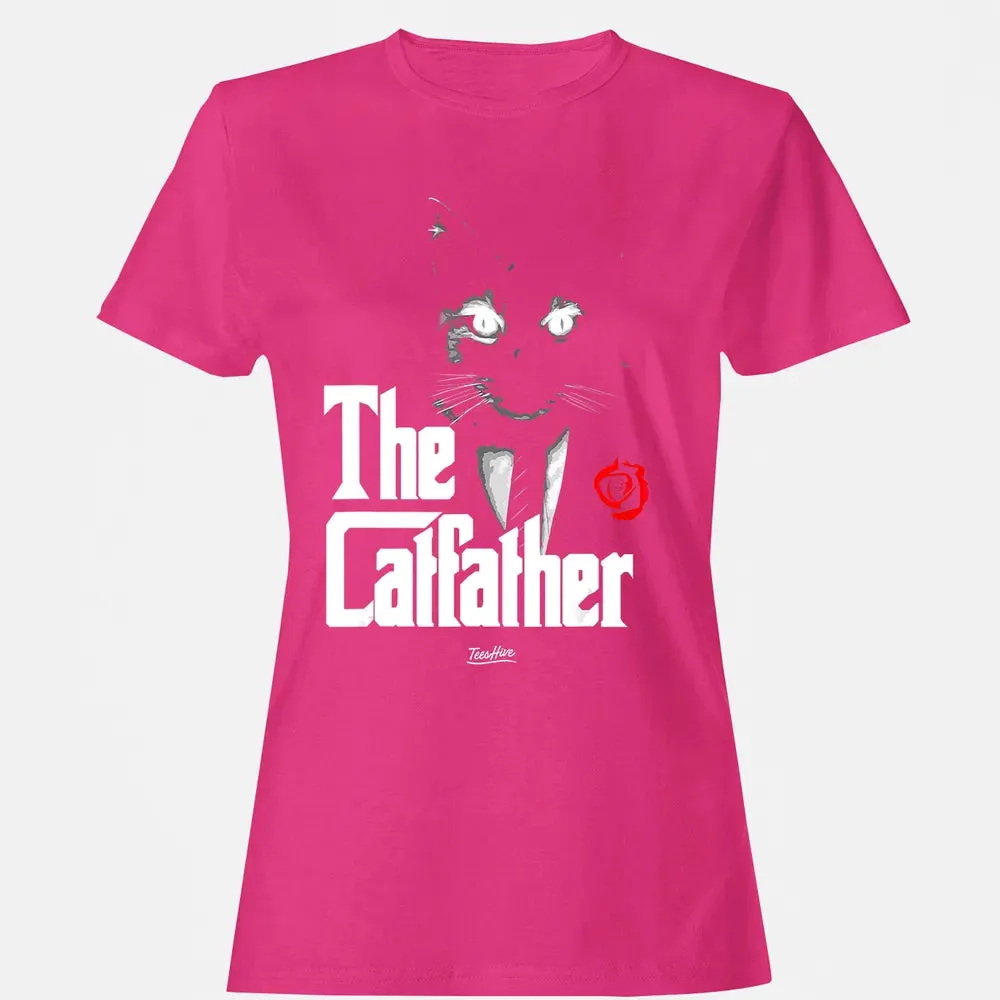 The Catfather Funny Cat Dad Tuxedo Cat Papa Novelty Themed Women's T-shirt - 6