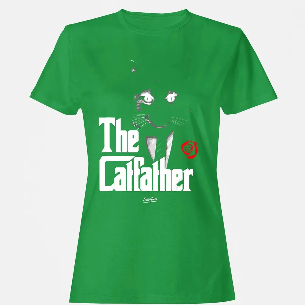 The Catfather Funny Cat Dad Tuxedo Cat Papa Novelty Themed Women's T-shirt - 7