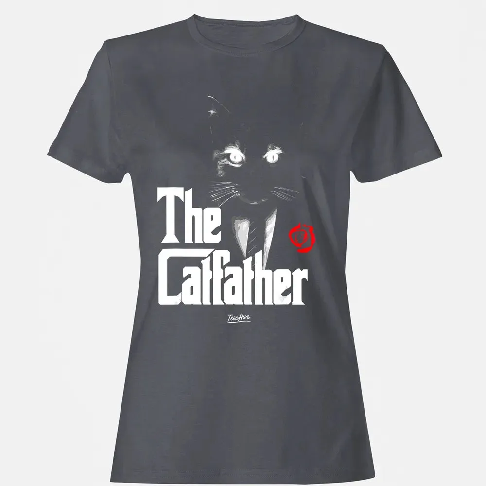 The Catfather Funny Cat Dad Tuxedo Cat Papa Novelty Themed Women's T-shirt - 5