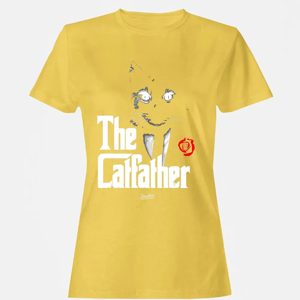 The Catfather Funny Cat Dad Tuxedo Cat Papa Novelty Themed Women's T-shirt - 4