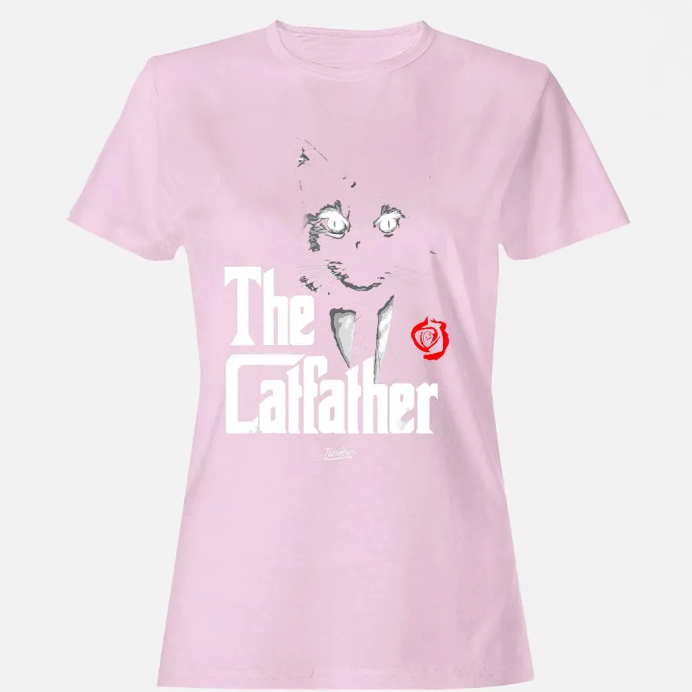 The Catfather Funny Cat Dad Tuxedo Cat Papa Novelty Themed Women's T-shirt - 9