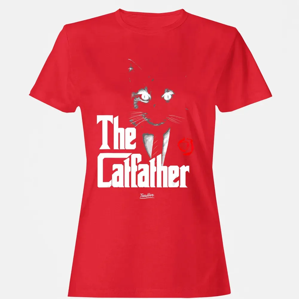 The Catfather Funny Cat Dad Tuxedo Cat Papa Novelty Themed Women's T-shirt - 13