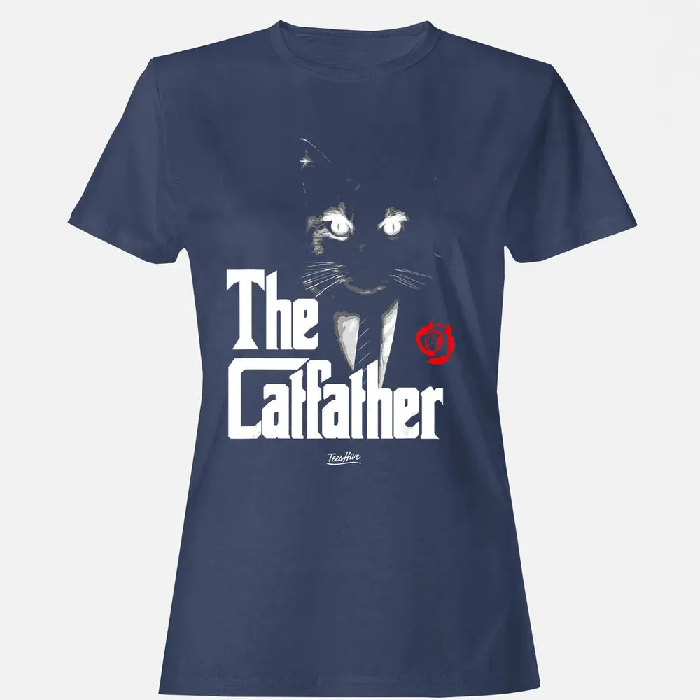 The Catfather Funny Cat Dad Tuxedo Cat Papa Novelty Themed Women's T-shirt - 10