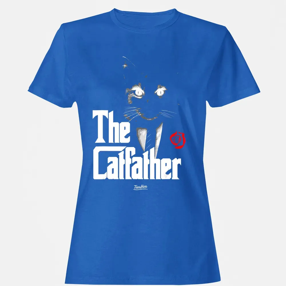 The Catfather Funny Cat Dad Tuxedo Cat Papa Novelty Themed Women's T-shirt - 14