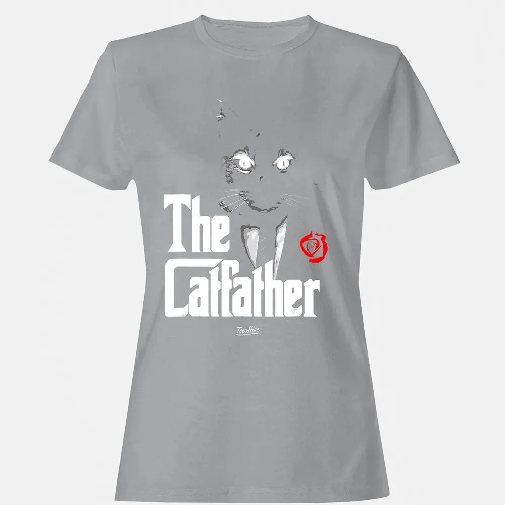 The Catfather Funny Cat Dad Tuxedo Cat Papa Novelty Themed Women's T-shirt - 15