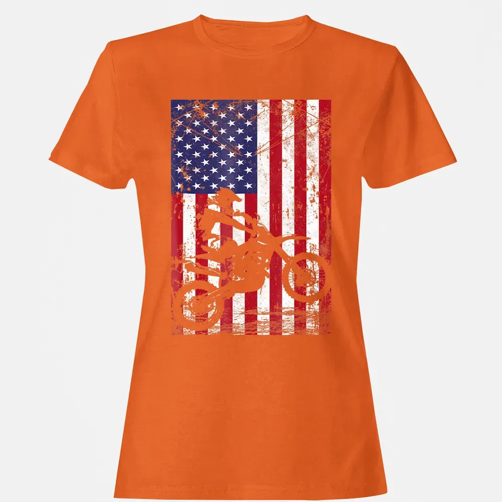 Dirt Bike American Flag  4th of july Women's T-shirt - 11