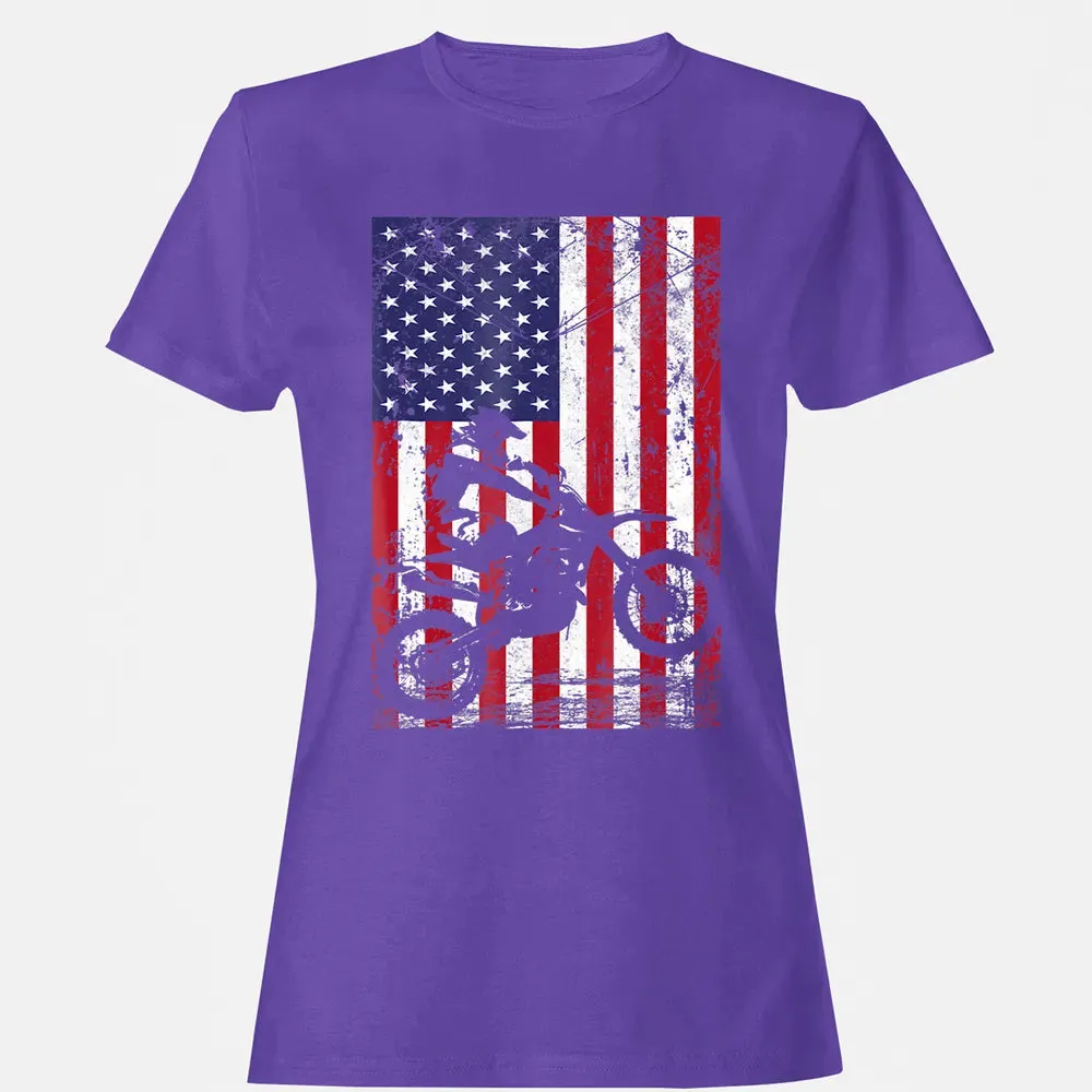 Dirt Bike American Flag  4th of july Women's T-shirt - 12