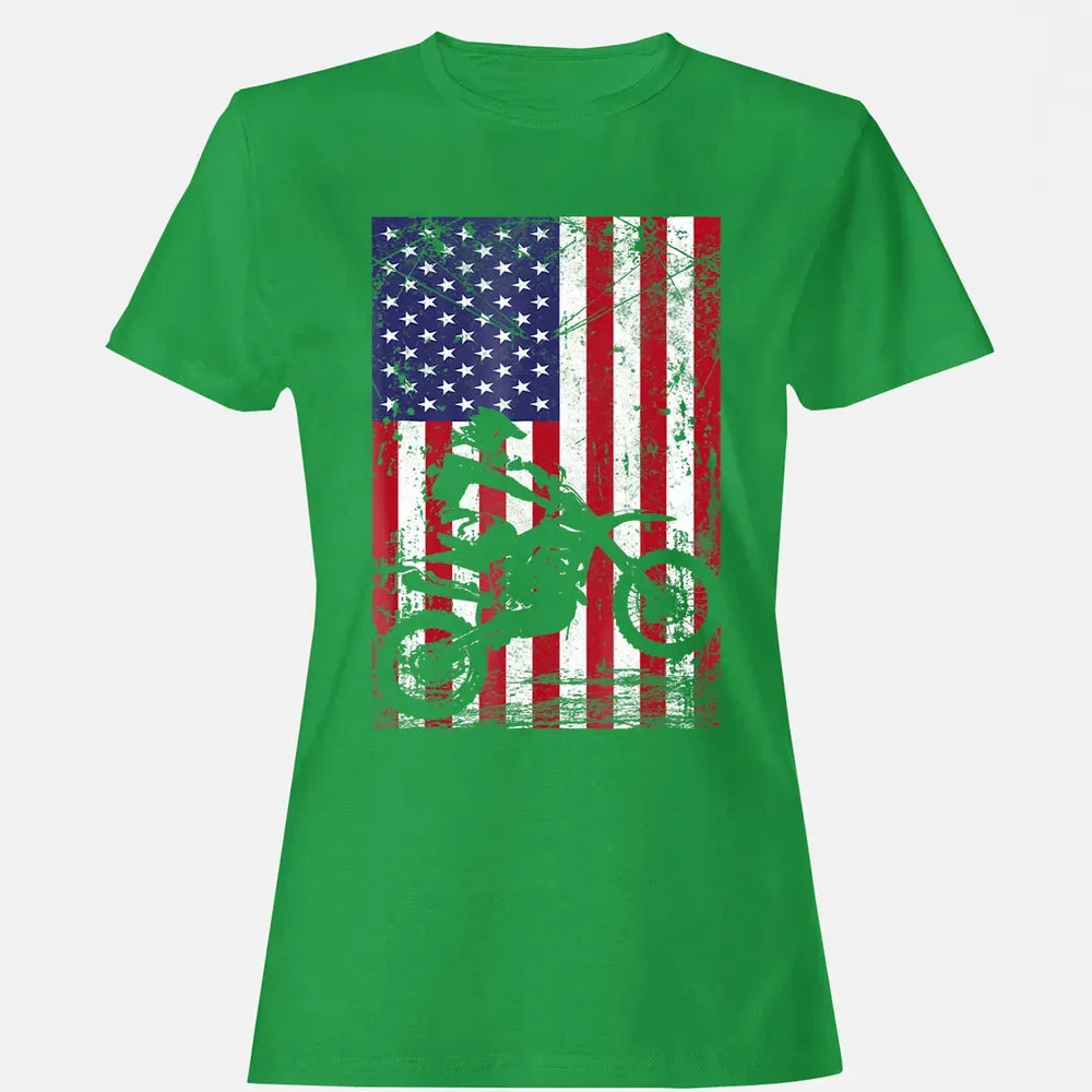 Dirt Bike American Flag  4th of july Women's T-shirt - 7