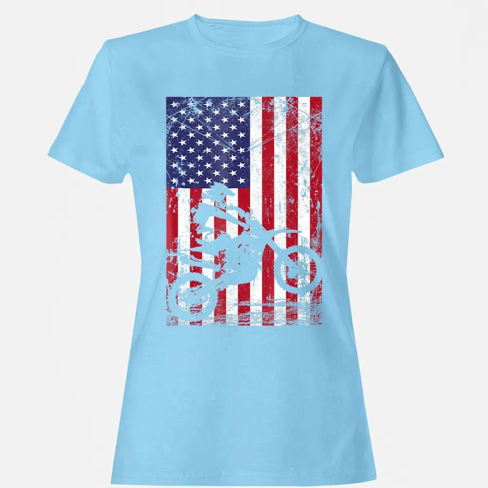 Dirt Bike American Flag  4th of july Women's T-shirt - 8