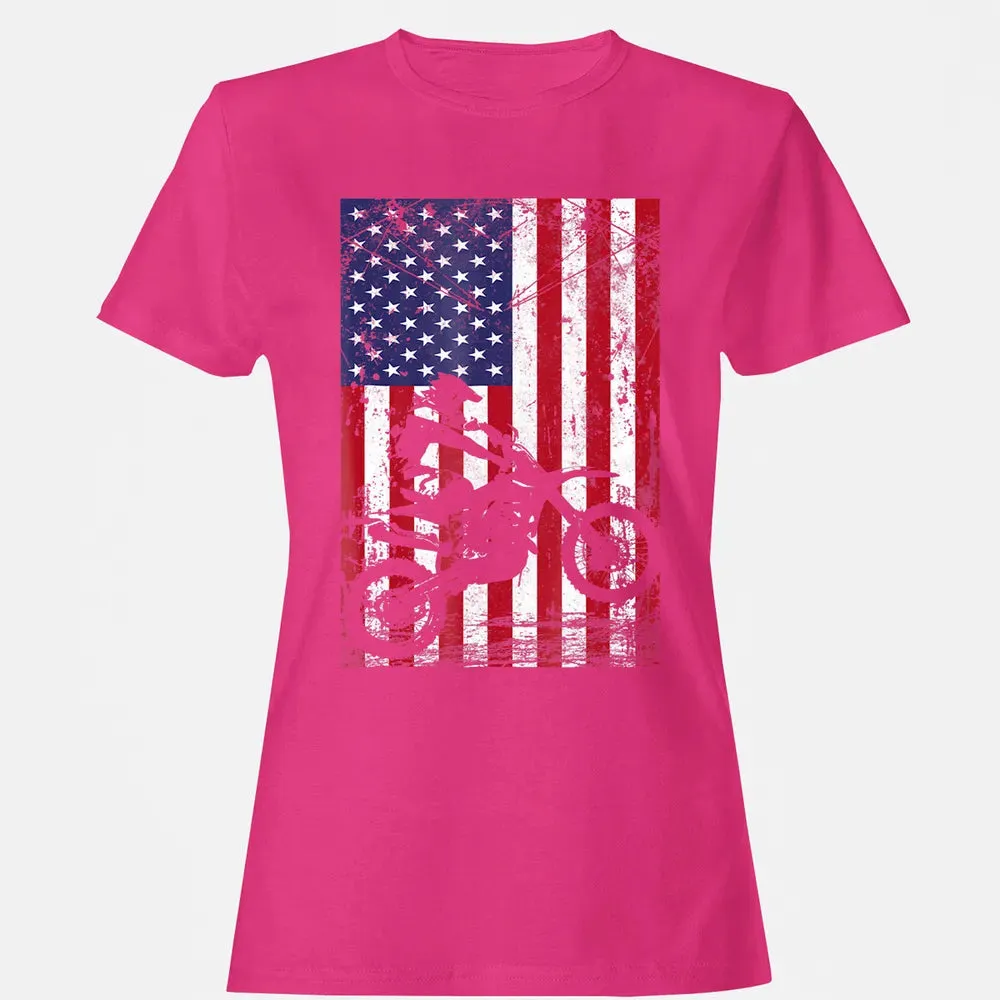 Dirt Bike American Flag  4th of july Women's T-shirt - 6