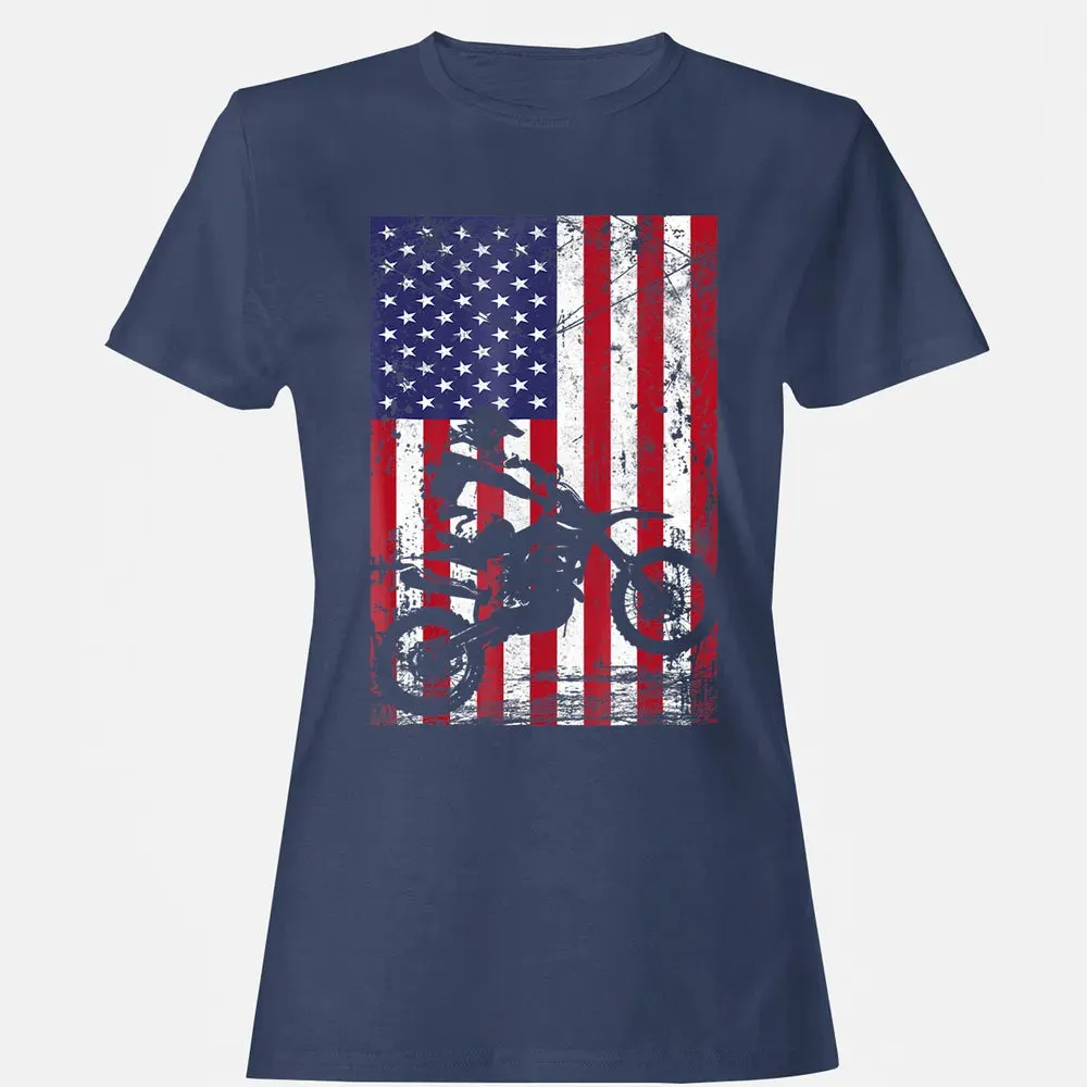 Dirt Bike American Flag  4th of july Women's T-shirt - 10