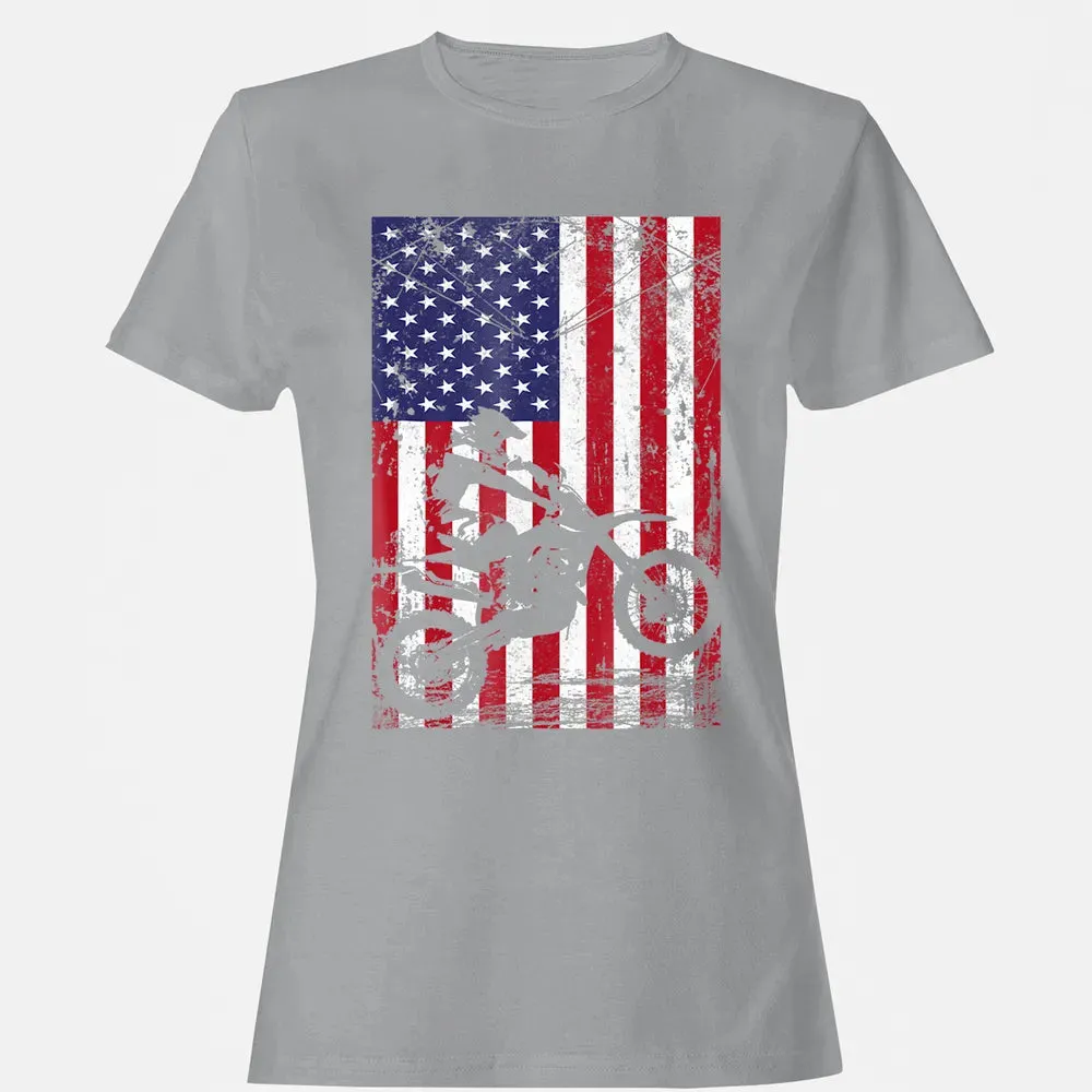 Dirt Bike American Flag  4th of july Women's T-shirt - 15