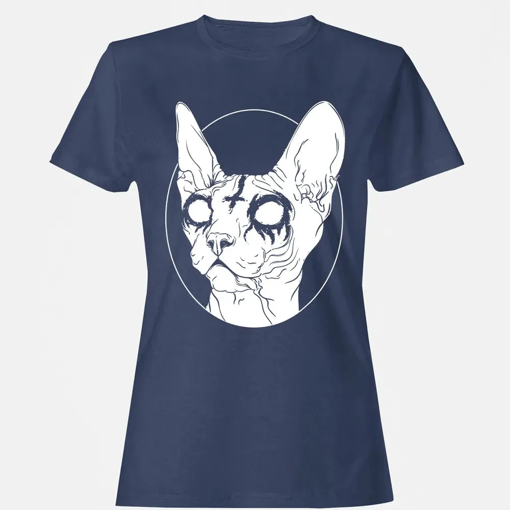 Black Metal Sphynx Cat I Goth and Death Metal Women's T-shirt - 10