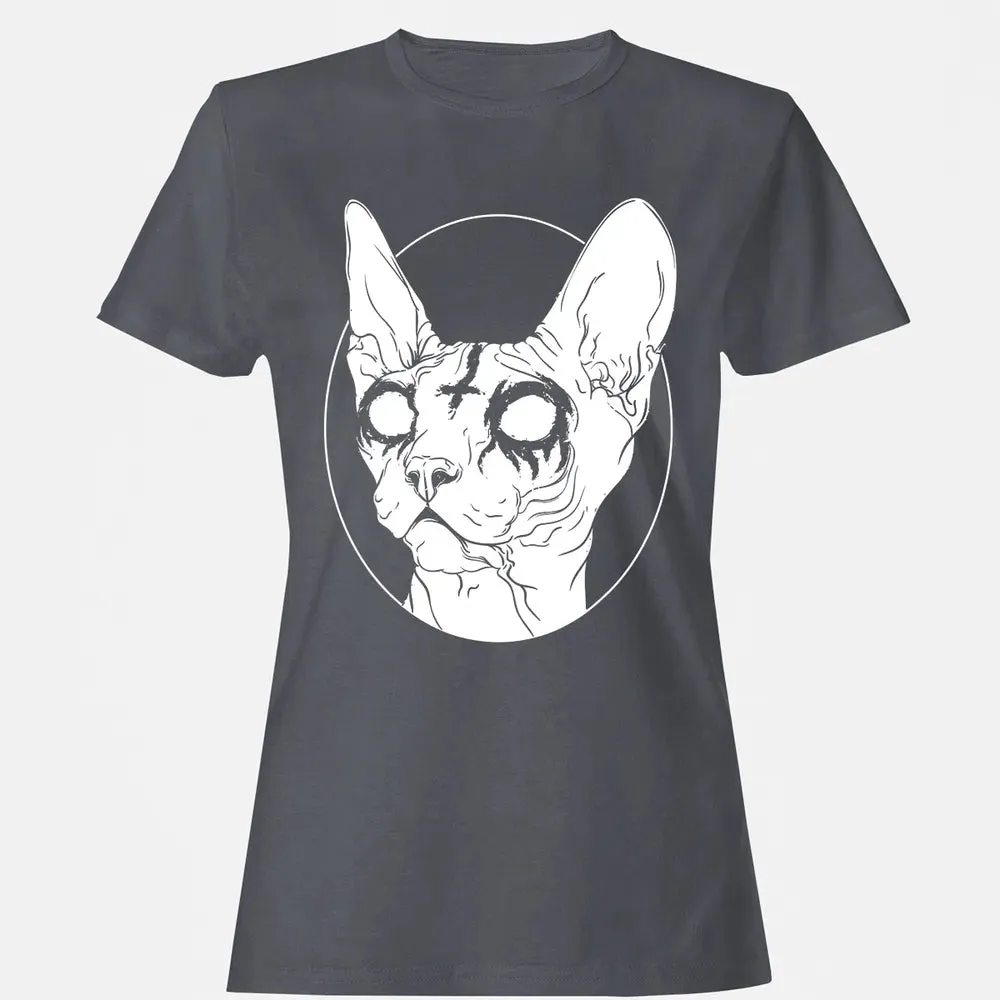 Black Metal Sphynx Cat I Goth and Death Metal Women's T-shirt - 5