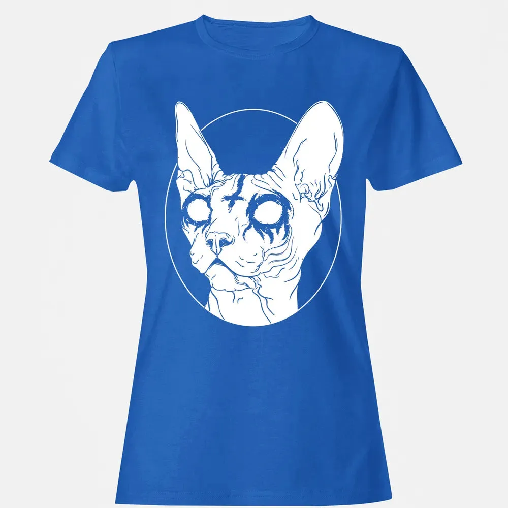 Black Metal Sphynx Cat I Goth and Death Metal Women's T-shirt - 14