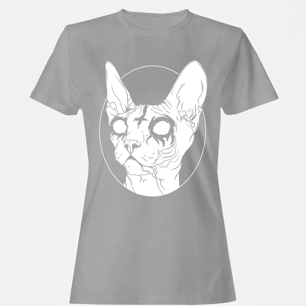 Black Metal Sphynx Cat I Goth and Death Metal Women's T-shirt - 15