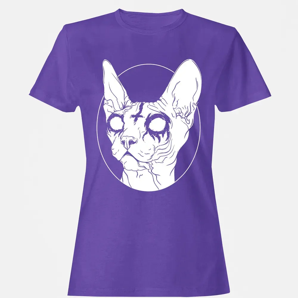 Black Metal Sphynx Cat I Goth and Death Metal Women's T-shirt - 12