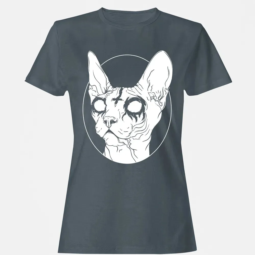 Black Metal Sphynx Cat I Goth and Death Metal Women's T-shirt - 3