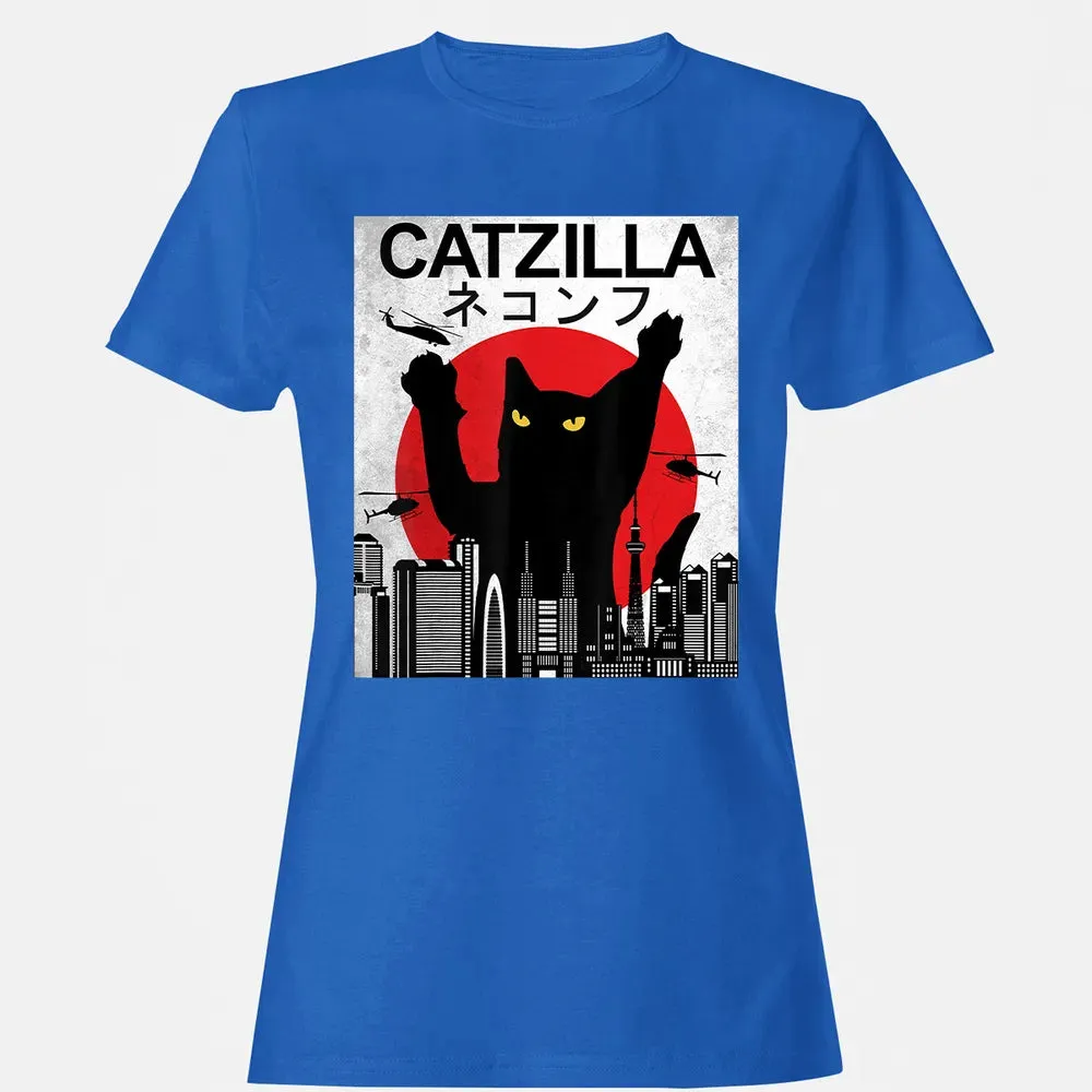 Vintage Catzilla   Japanese Cat Style   Retro Sunset Kitten Women's T-shirt - 14
